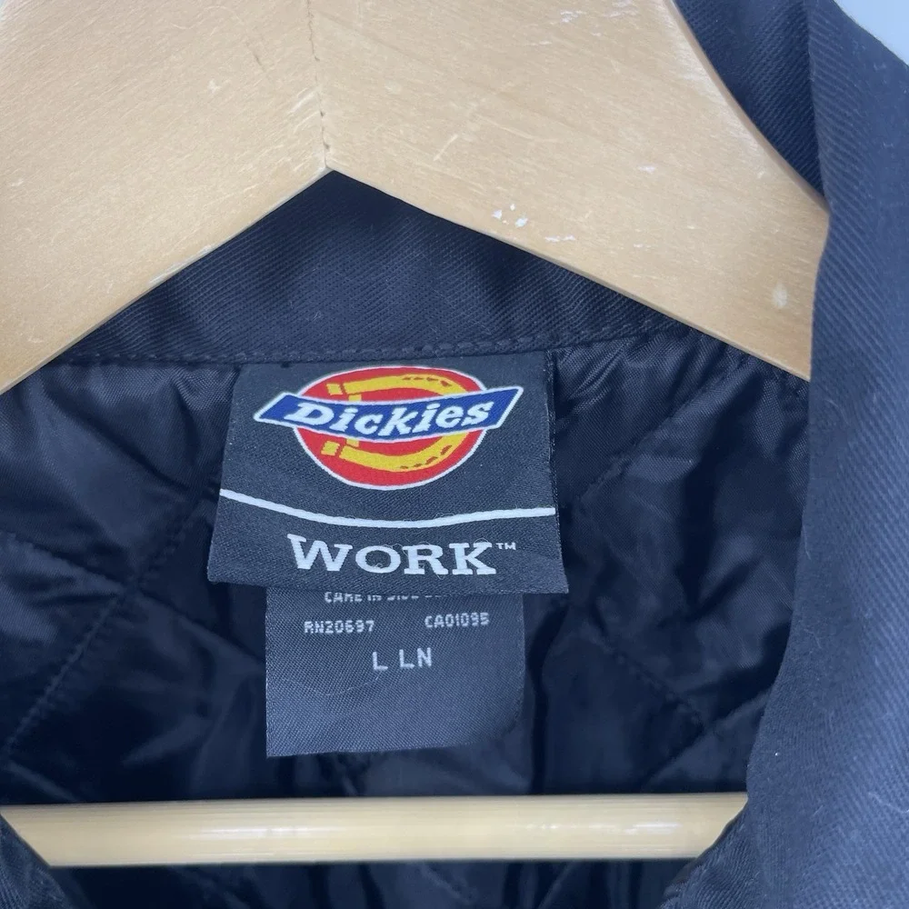 Dickies Work Jacket Black L Long Chore Jacket Workwear Full Zip Utility